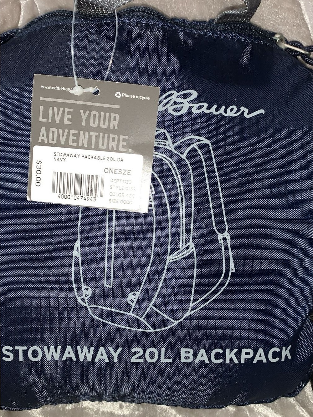 Eddie Bauer Navy and Black Stowaway Duffel & Pack Set - Picture 3 of 3